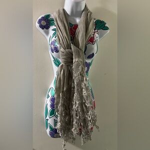 Light Grey Washed Embroidered Scarf